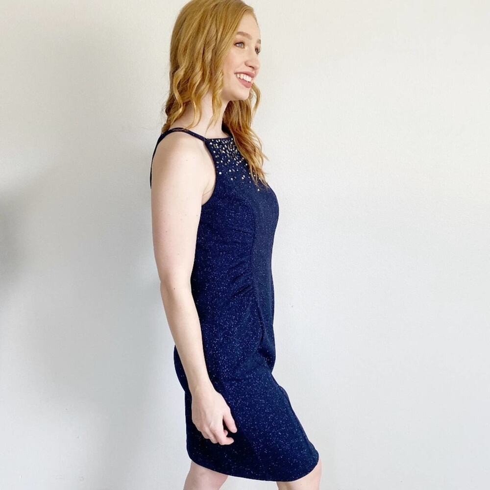 Vince Camuto Jeweled Navy Glitter Dress NWT 8 - Picture 3 of 4